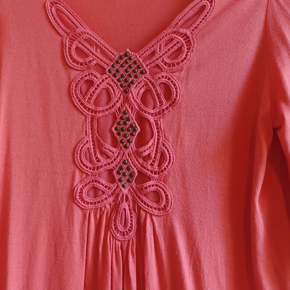 Allen B by Allen Schwartz Lace Top‎ Orange Women's Size Small - Picture 4 of 7